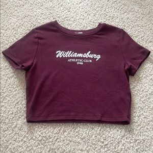 Garage Williamsburg Athletic Club Maroon Crop Top Short Sleeves M